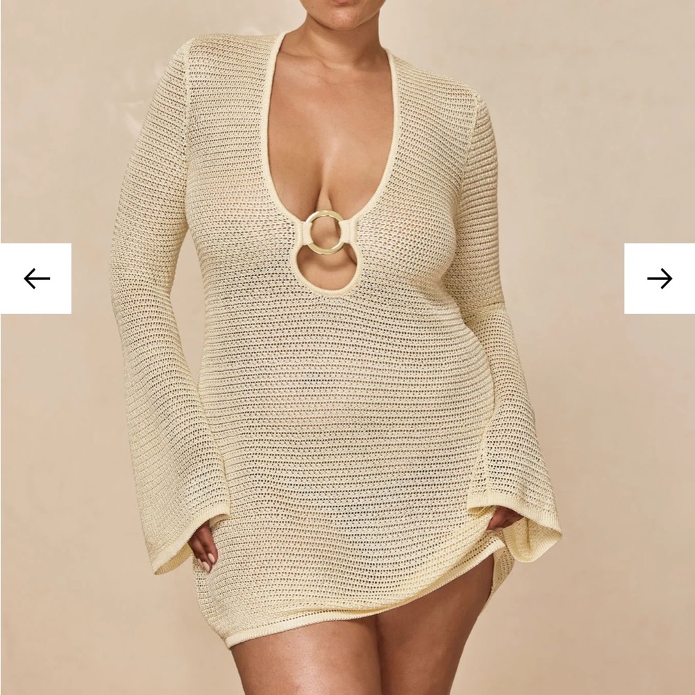 Monday Swimwear Montego Mini Dress- Ivory Shiny Treble Knit size P